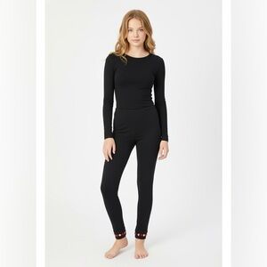 Lipstik Girls Black Cotton Leggings w/Pink Jewels sz 10